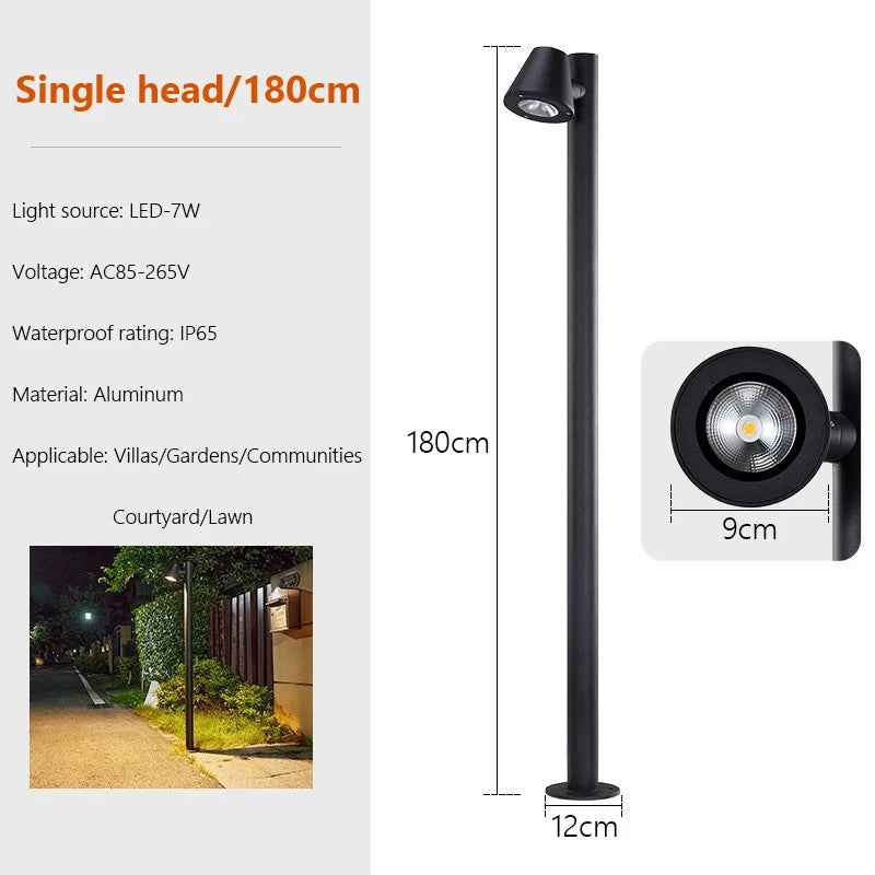 Multi-Head Rotating Garden Lawn Light – Die-Cast Aluminum Waterproof LED Spotlight for Pathways, Pillars, Parks & Landscape Decor