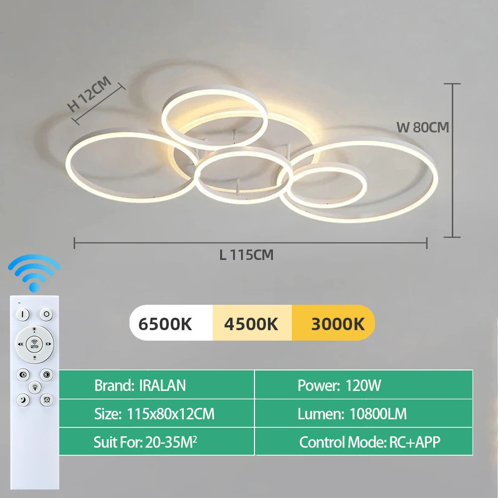Modern LED Circle Ring Chandelier – Minimalist Ceiling Light for Living Room, Bedroom, Study & Office