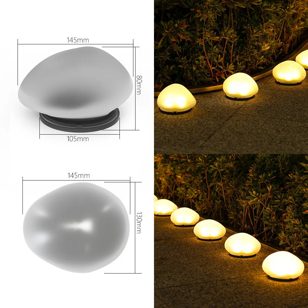Frosted Glass Solar Ground Light – Pebble-Style Wireless Outdoor Landscape Lamp for Garden, Lawn & Path Decoration
