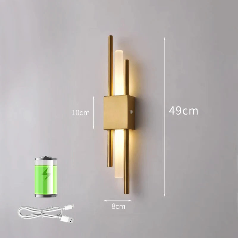 Nordic Rechargeable LED Wall Lamp – Modern Acrylic Up &amp; Down Sconce for Bedroom, Living Room, and Hotel Interior Lighting