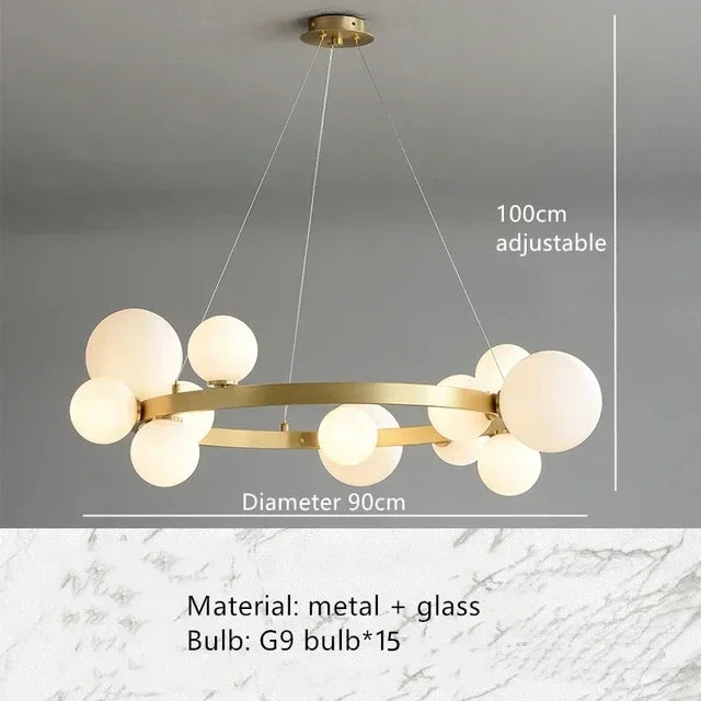 Simple Modern Chandelier – Clear Glass Ball LED Hanging Lamp for Living Room, Dining Room & Bedroom