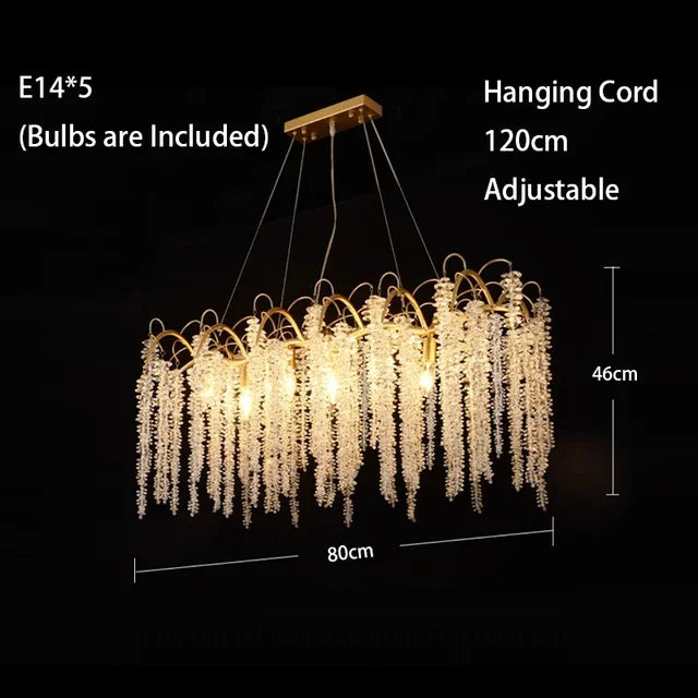 2025 Luxury Gold Glass LED Chandelier – Modern Crystal Ceiling Pendant Light for Dining Room & Home Decor
