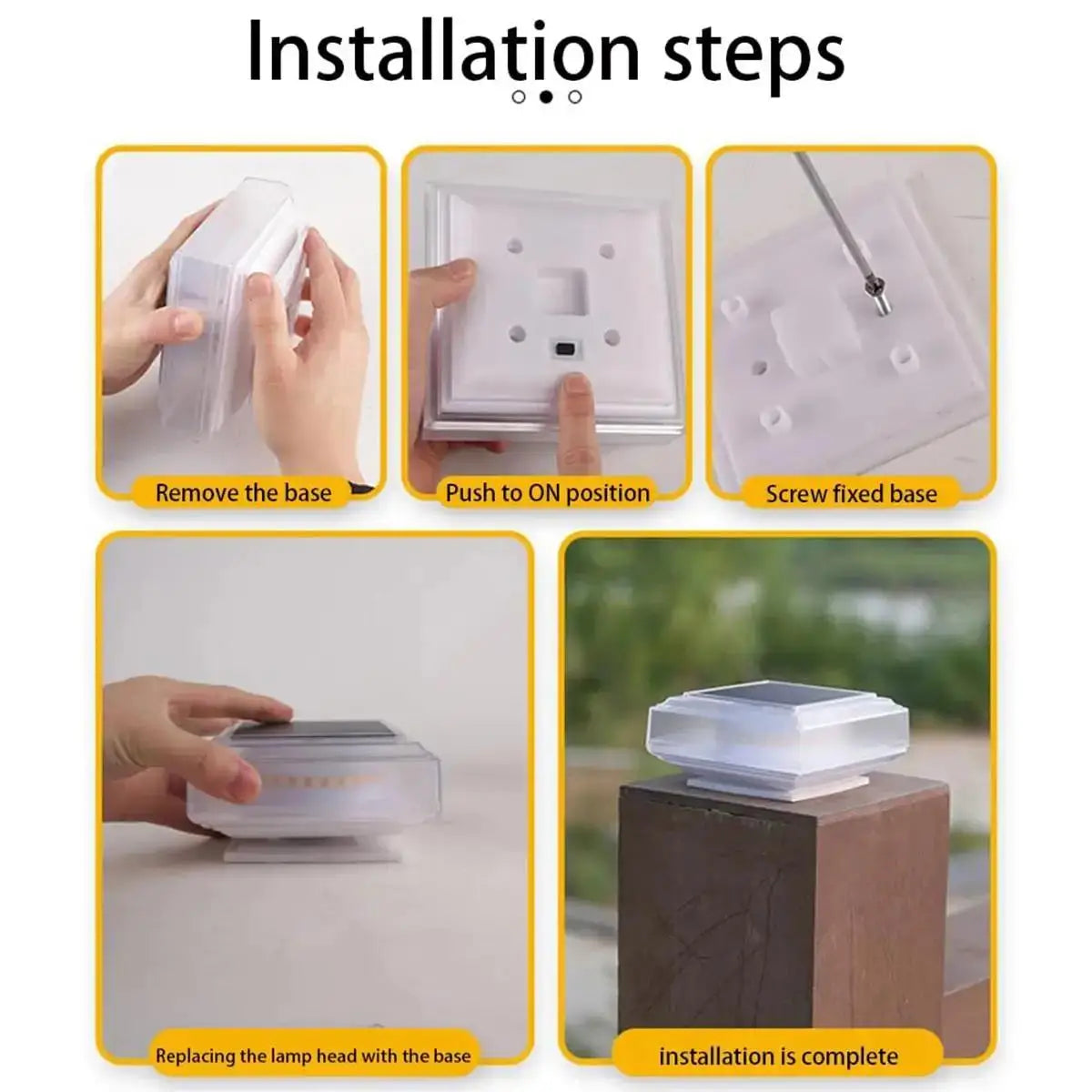 LED Solar Post Light – Warm Pillar Lamp for Outdoor Garden, Lawn & Landscape Decoration