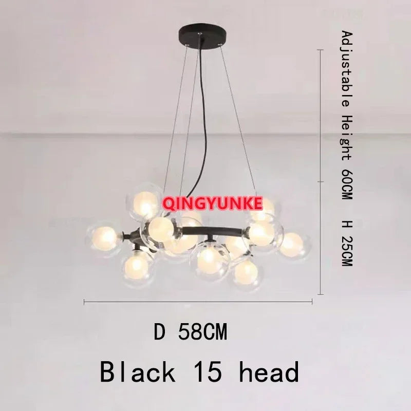 Glass Ball LED Chandelier for Living Room – Modern Nordic Ceiling Lamp & Kitchen Island Pendant Light