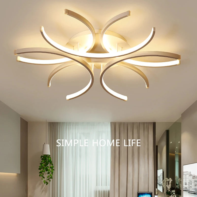Modern White LED Chandelier Ceiling Lamp – Circle Design for Bedroom, Living Room, Dining Room & Kitchen