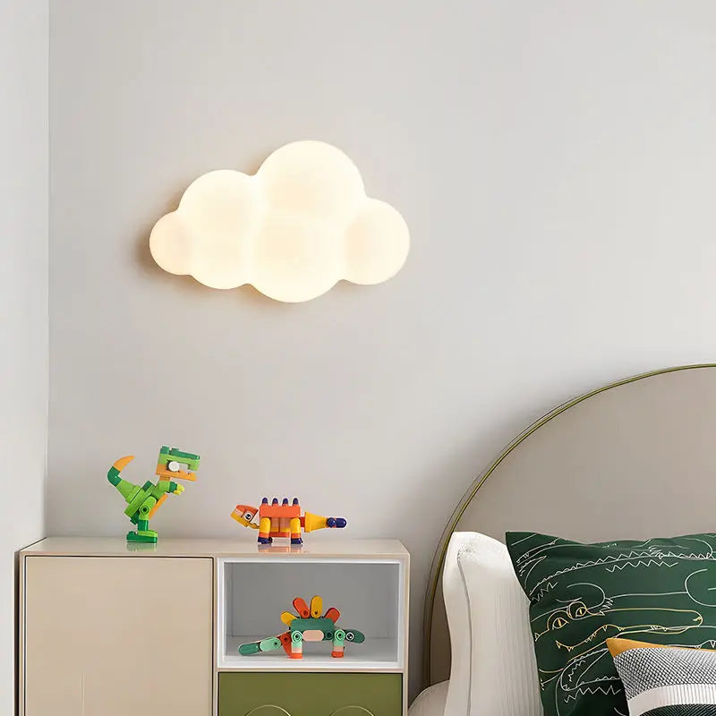 White Cloud LED Wall Lamp – Children's Nursery and Bedroom Bedside Light in Soft PVC for Kids and Baby Rooms