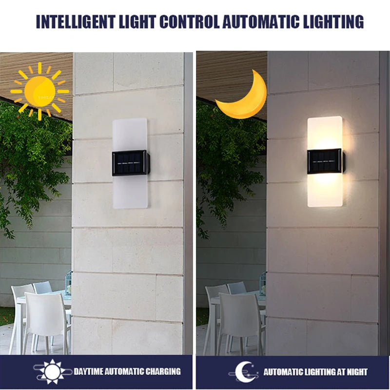 Solar LED Wall Light – Outdoor Waterproof Modern Lamp for Villa, Balcony, Aisle, Terrace & Garden Decoration