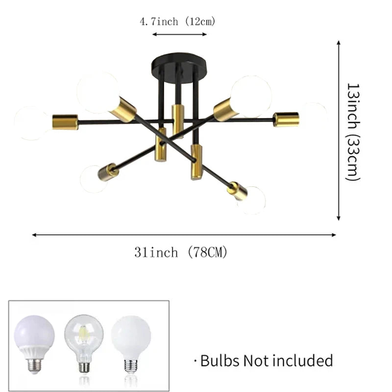 Retro Industrial Wrought Iron Ceiling Chandeliers LED Ceiling Lamp – Modern Home Luminaire for Living Room Decoration