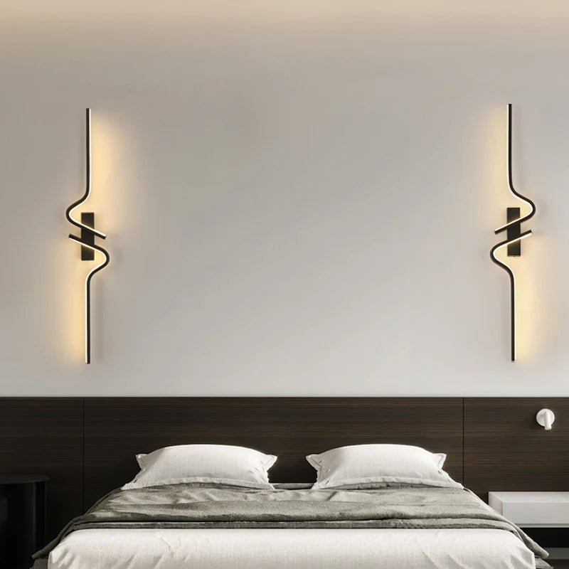 Modern Minimalist LED Strip Wall Light – Slim Aluminum Sconce for Bedroom, Living Room Lamp; TV Background Walls