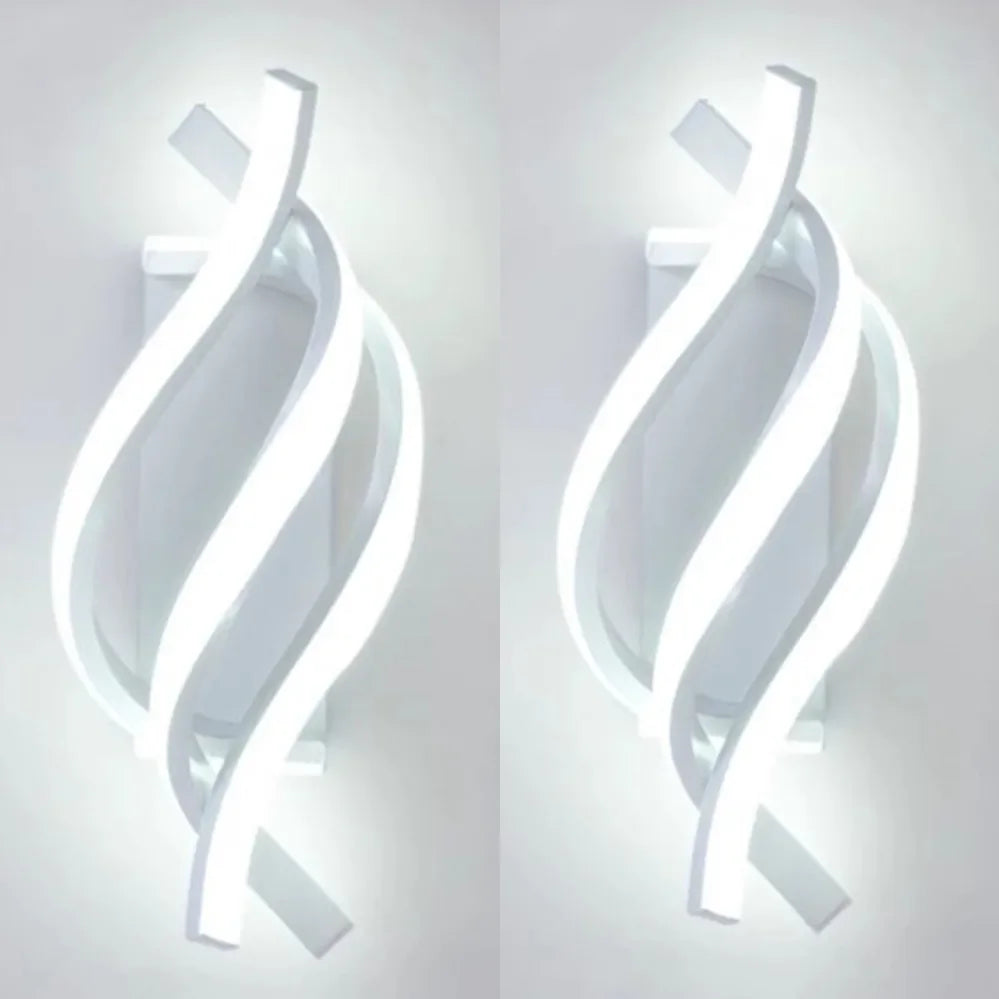 Modern Curved LED Wall Lamp – Spiral Bedroom and Living Room Wall Sconce in Aluminum and Acrylic