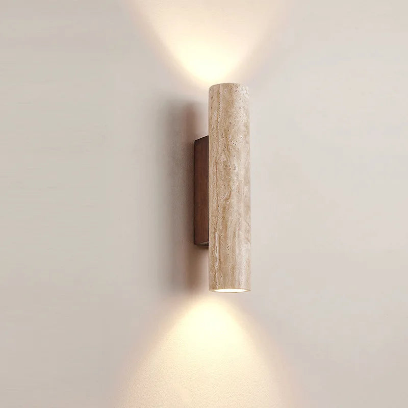 Modern Travertine Stone Wall Lamp – Natural Carved Sconce with E27 Lighting for Bedroom and Living Room