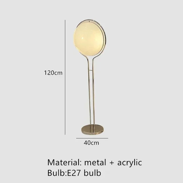Garrault Delord Chrome Metal Floor Lamp – White Acrylic Ball Light for Living Room, Hotel, and Sofa Decoration