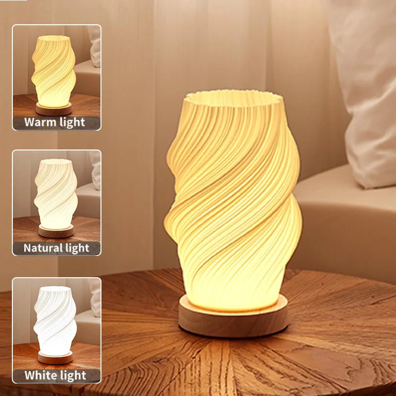 3D Pleated Desk Lamp – Dimmable Bedroom Bedside LED Light with 3 Levels and Atmosphere Design