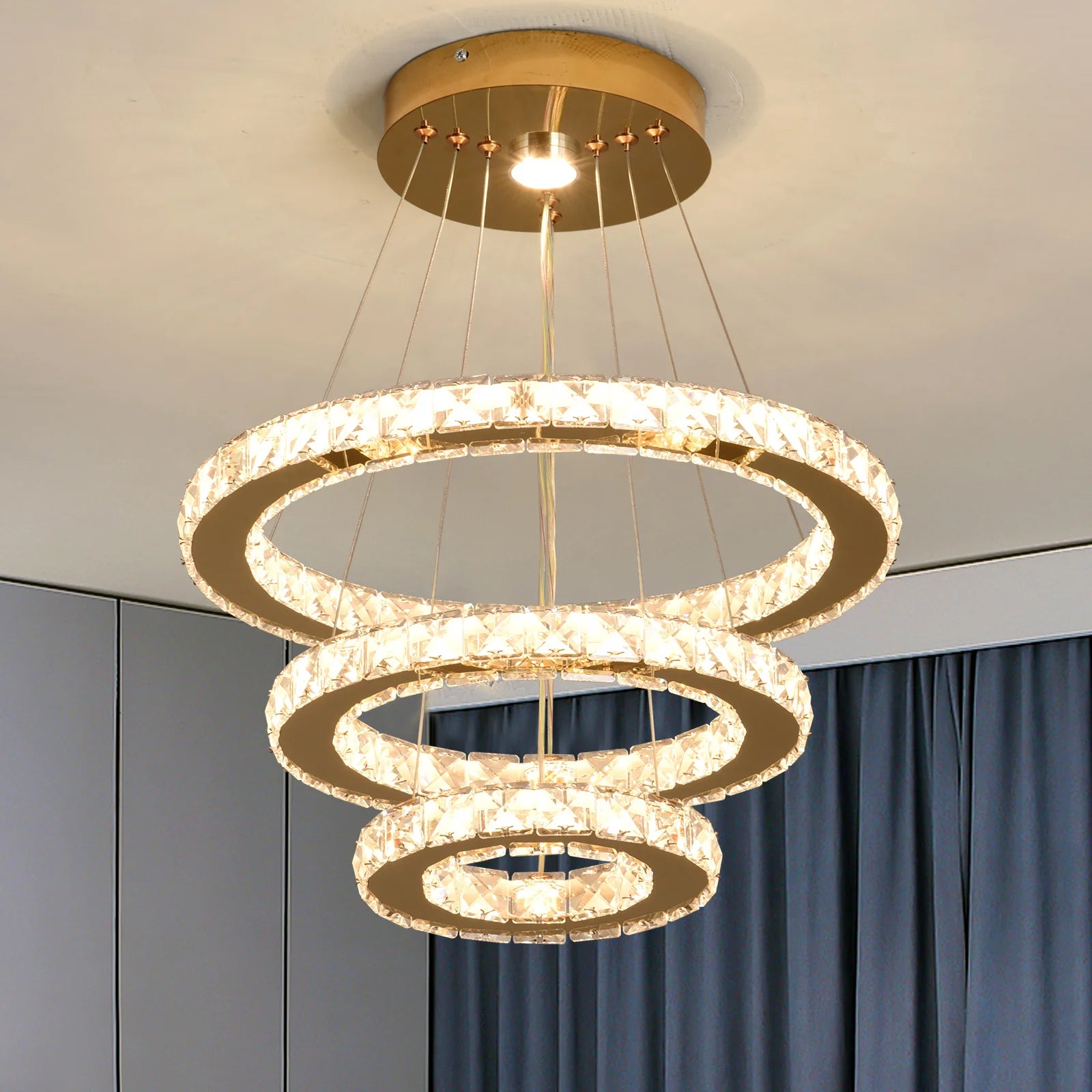French Luxury Crystal Chandelier – LED Ceiling Lamp for Hall, Living Room, Dining Room & Home Decoration