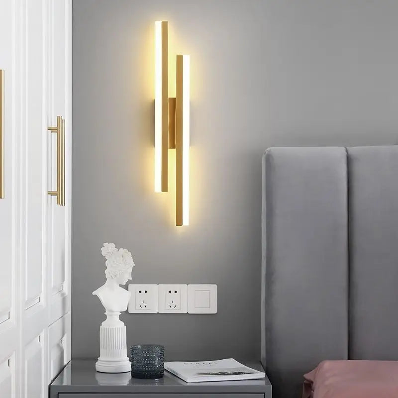Modern LED Wall Sconce – Copper Line Pipe Design With Acrylic Shade for Bedroom, Living Room, and Corridor Lighting