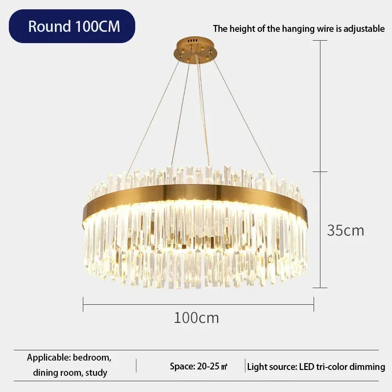 Light Luxury Crystal Chandelier – Modern LED Pendant for Living Room, Bedroom & Villa Decor
