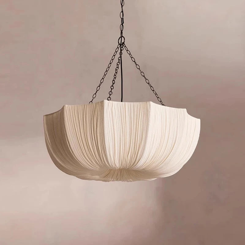Nordic Minimalist Wabi-Sabi Fabric Chandelier – Modern Pendant Light for Living Room, Dining Room, Bedroom & Restaurants