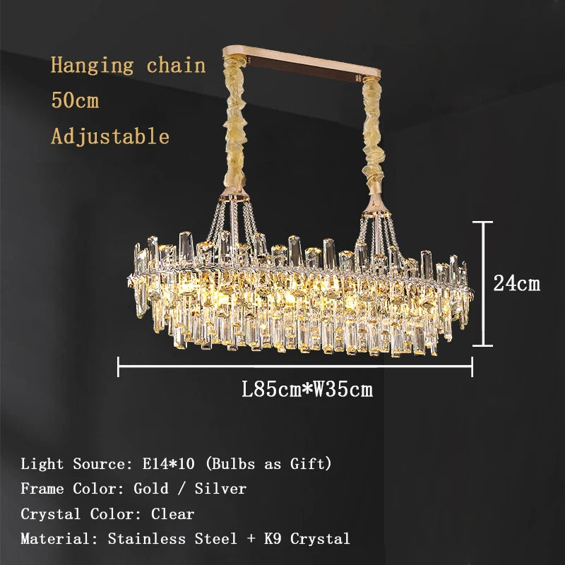 Clear Crystal Luxury LED Ceiling Chandelier – Modern Hanging Lamp for Living Room & Home Interior Lighting