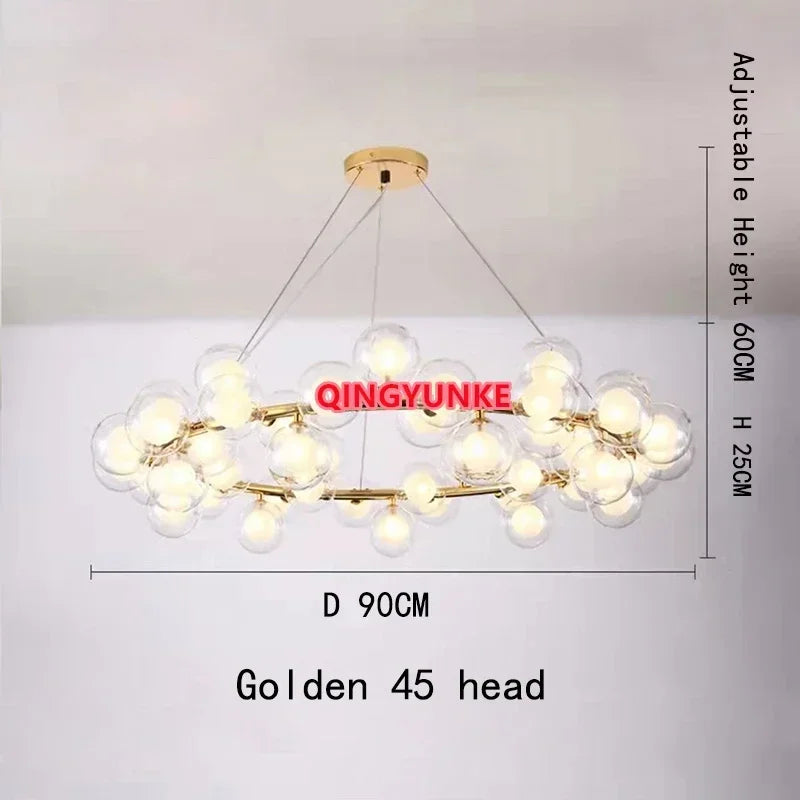 Glass Ball LED Chandelier for Living Room – Modern Nordic Ceiling Lamp & Kitchen Island Pendant Light