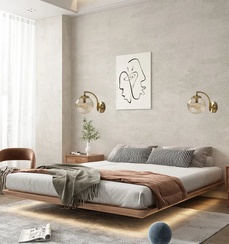 Modern LED Wall Lamp – Nordic Minimalist Colored Glass Sconce for Bedroom, Living Room & Dining Spaces