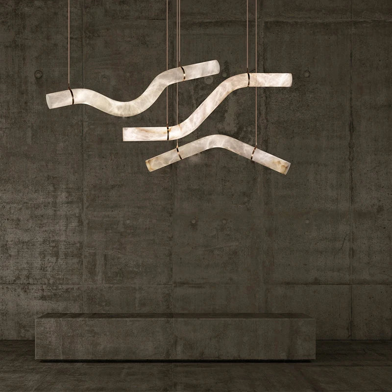 Retro Solid Marble LED Hanging Lamp – DIY Art Deco Chandelier for Dining Room & Living Spaces