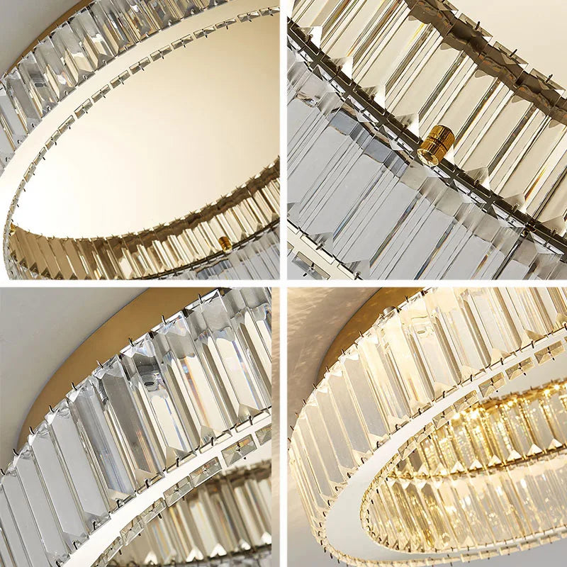 Modern Gold Luxury Crystal LED Chandelier – Round Ceiling Light for Living Room, Dining Room, and Bedroom