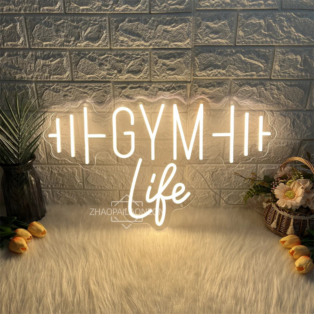 Dumbbell GYM Neon LED Wall Sign – Fitness Club and Sports Room Decorative Neon Light