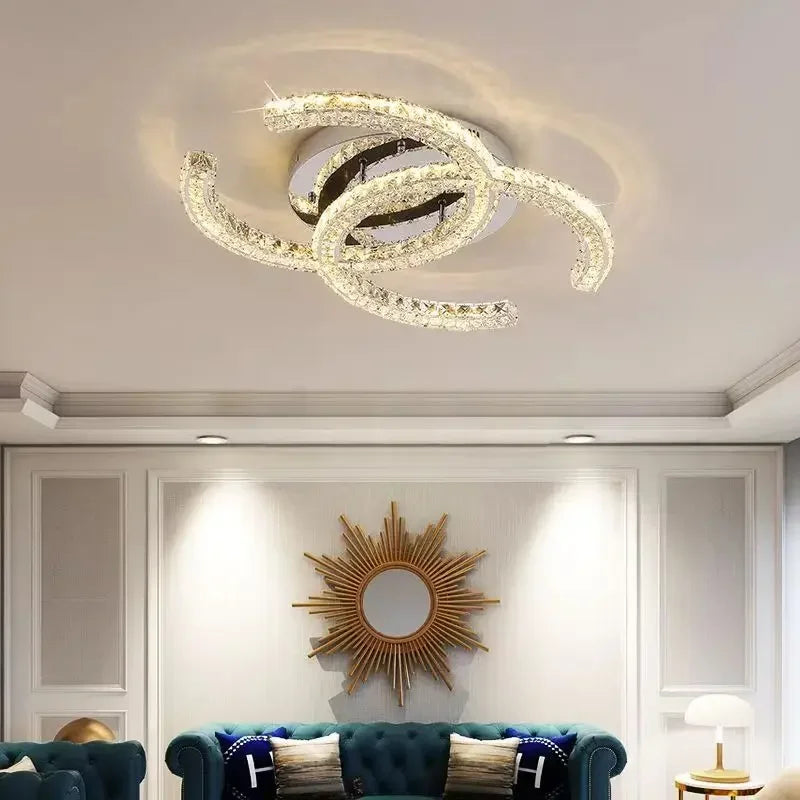 Modern 2024 Special-Shaped Crystal Chandelier – Elegant LED Ceiling Light for Living Room & Dining Room