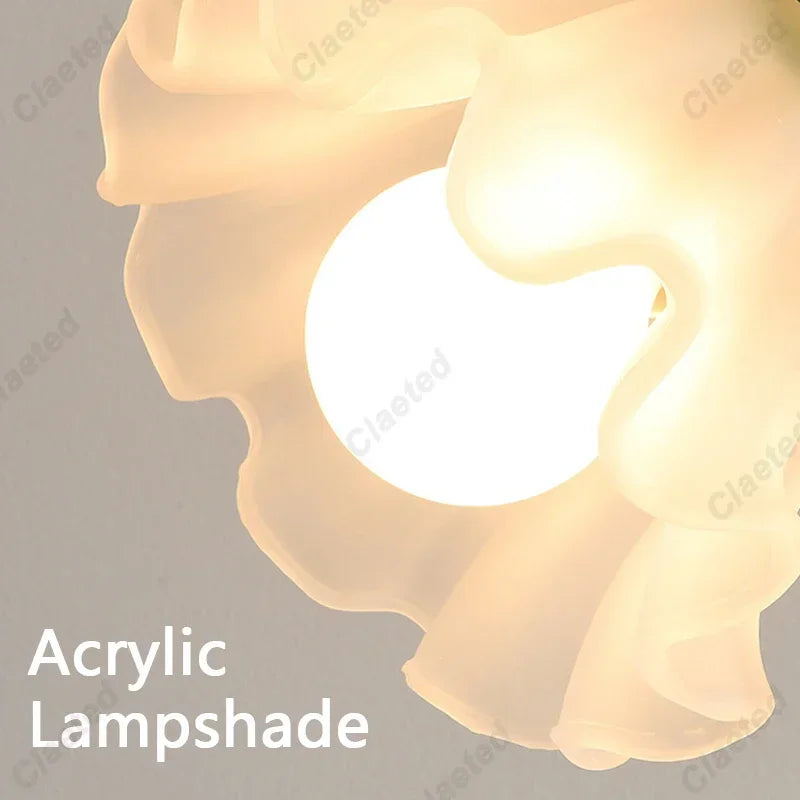 Lampe de bureau rétro française romantique à fleurs – Lampe de chevet champêtre style crème pour une chambre vintage