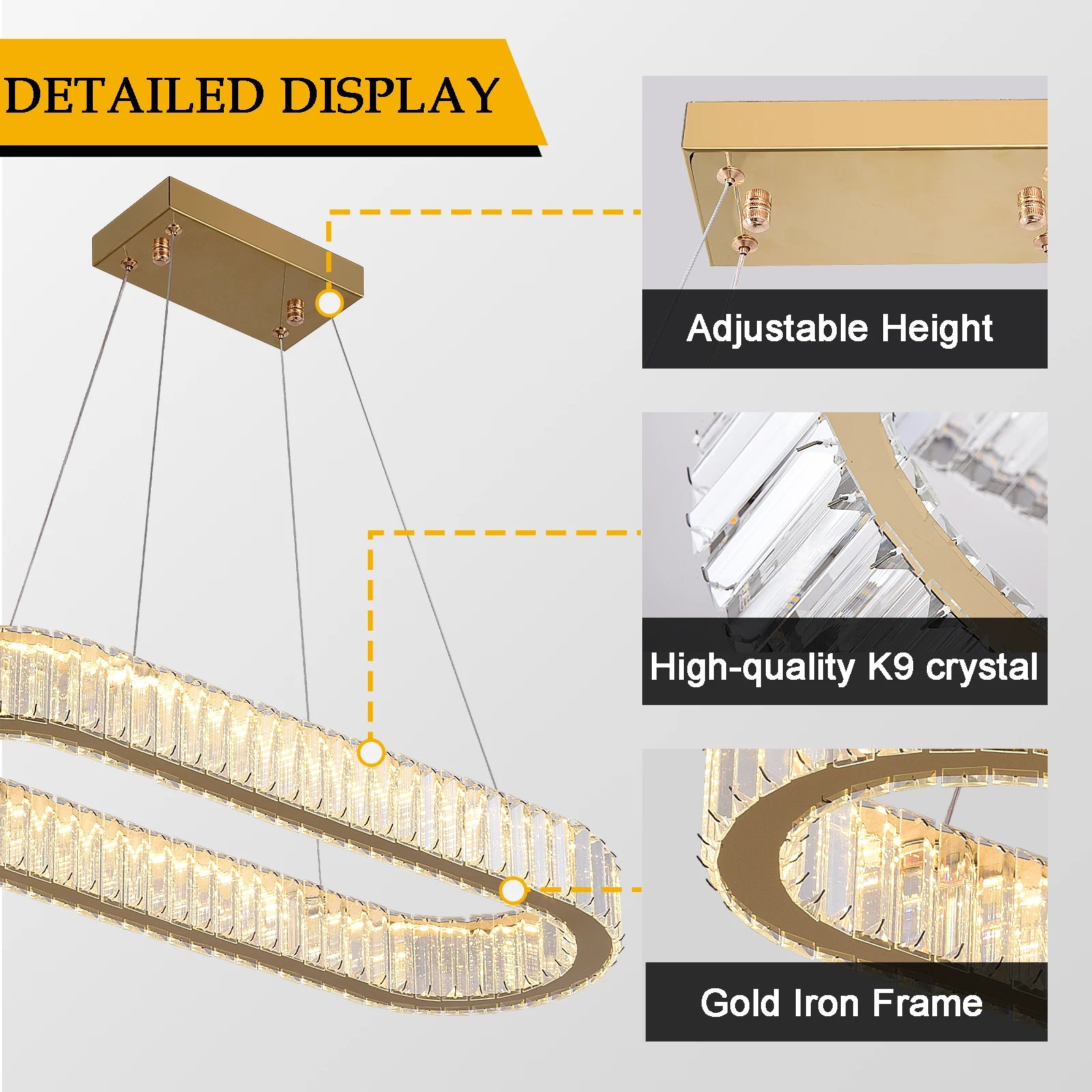 Modern Crystal Ceiling Chandelier – Elegant LED Lighting for Living Room, Bedroom & Restaurant Décor