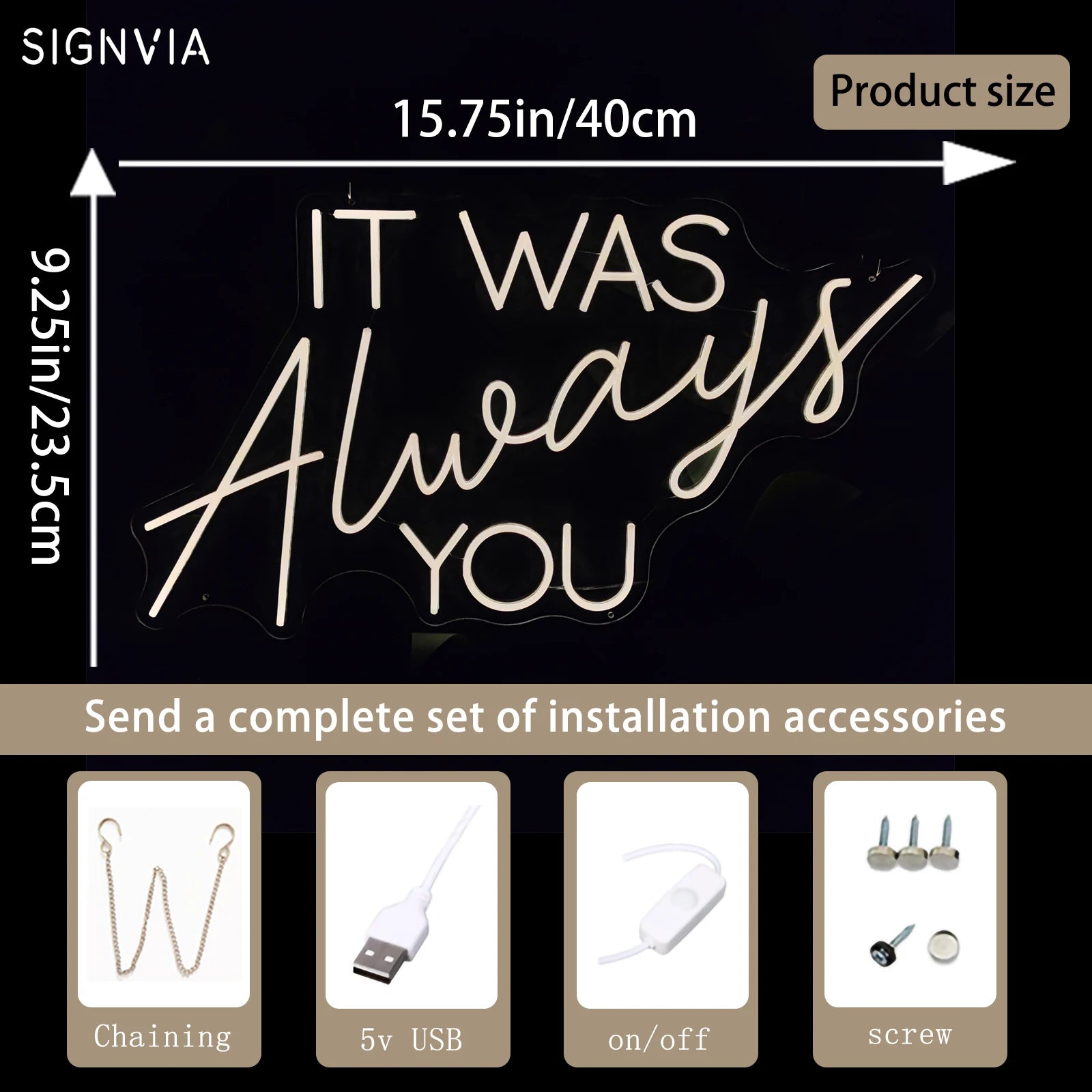 It Was Always You Neon LED Sign – Romantic Wedding and Bedroom Aesthetic Wall Light