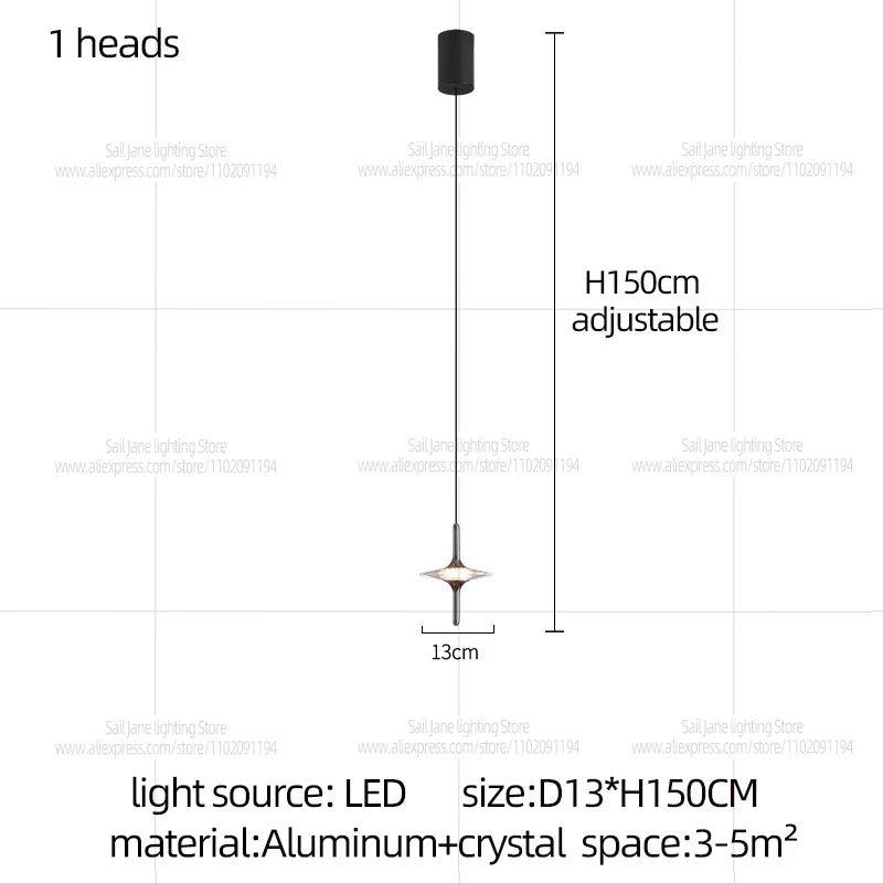 LED Modern Crystal Floor Lamp – Creative Hanging Bedside Light for Bedroom, Living Room, Study, and Hotel Corner Decoration