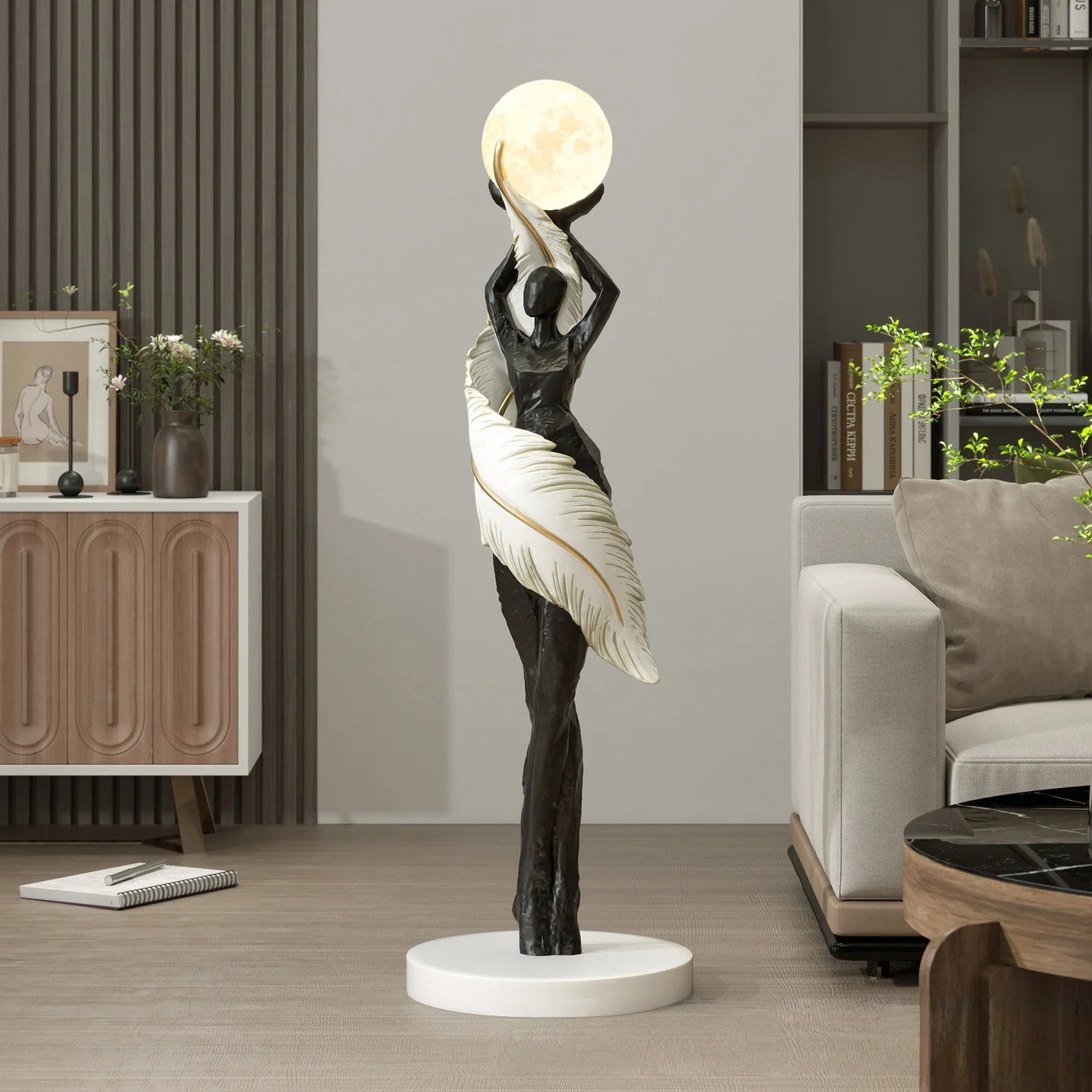 Modern Art Humanoid Floor Lamp – High-End Resin Sculpture LED Atmosphere Light for Living Room and Bedroom