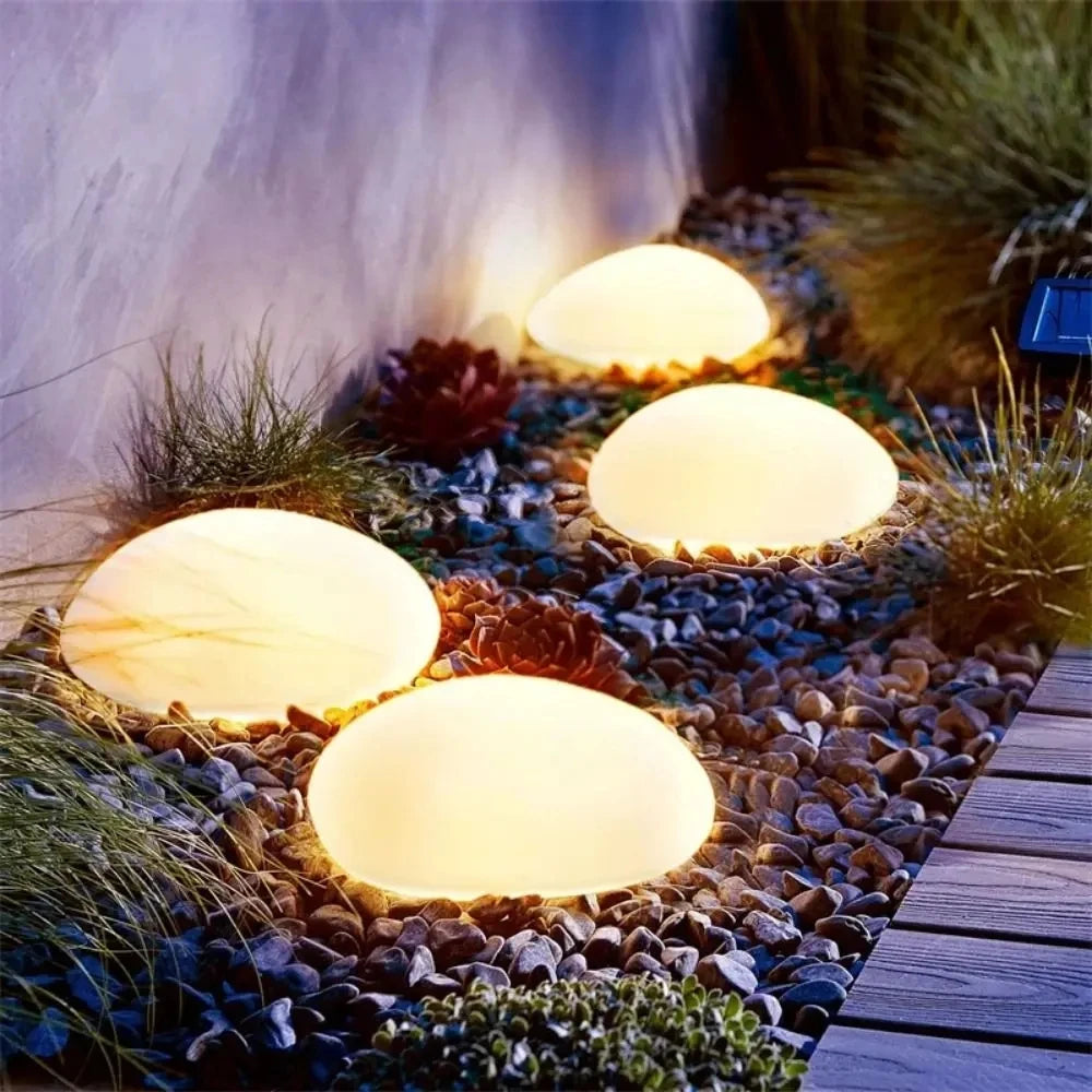 Frosted Glass Solar Ground Light – Pebble-Style Wireless Outdoor Landscape Lamp for Garden, Lawn & Path Decoration
