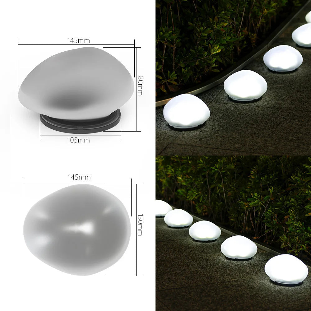 Frosted Glass Solar Ground Light – Pebble-Style Wireless Outdoor Landscape Lamp for Garden, Lawn & Path Decoration