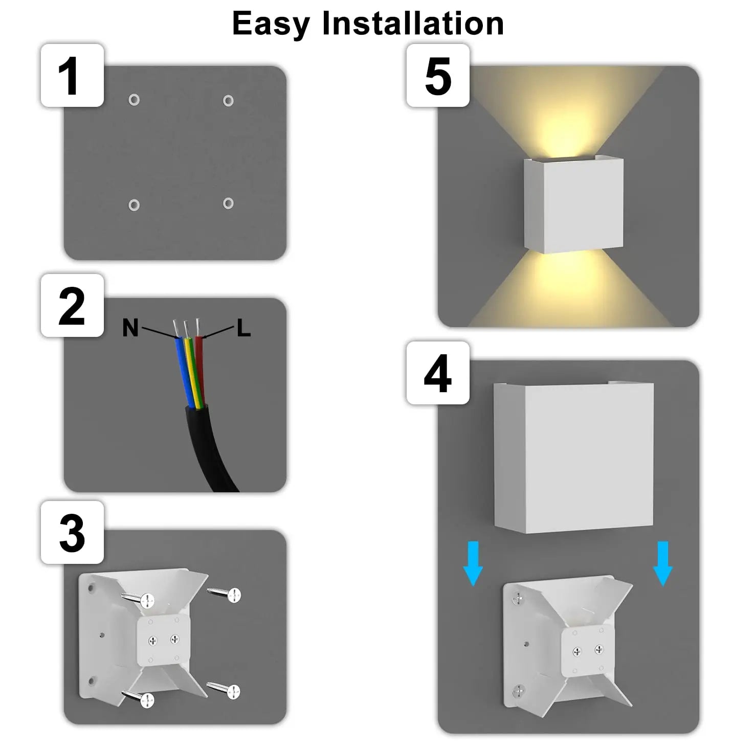 Modern LED Up & Down Wall Sconce – 6W Indoor & Outdoor IP65 Waterproof Aluminum Light