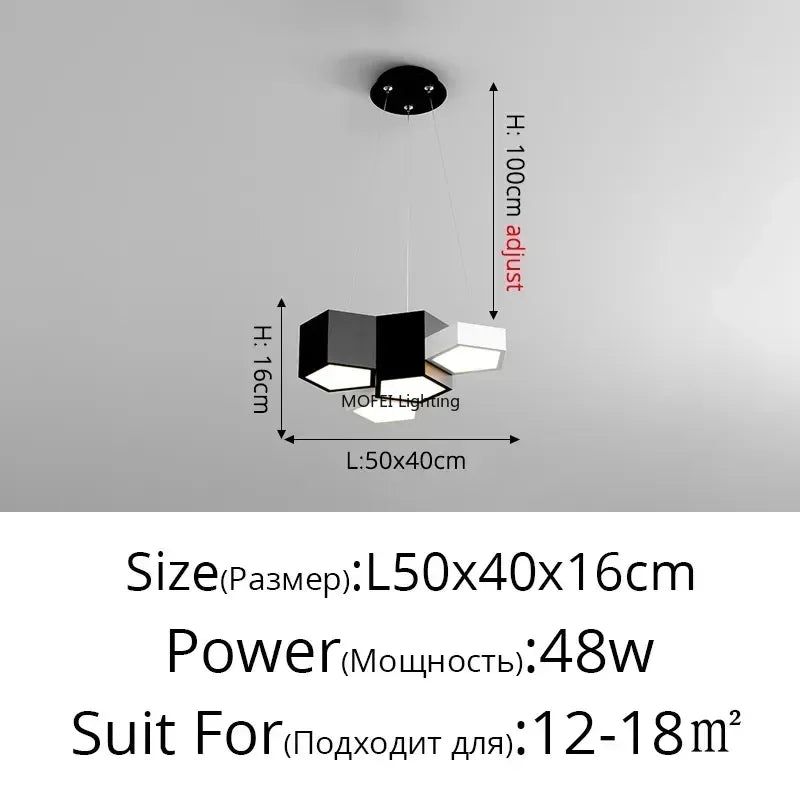 Nordic Designer Honeycomb LED Chandelier – Creative Remote-Dimming Pendant Light for Living Room & Bedroom