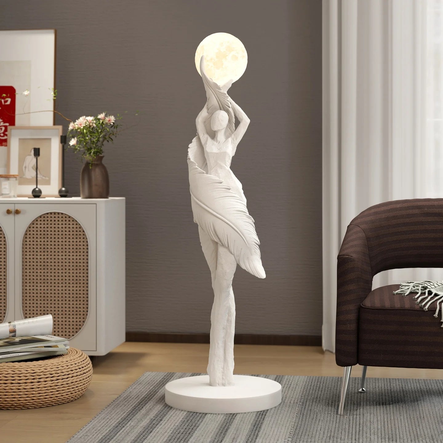 Modern Art Humanoid Floor Lamp – High-End Resin Sculpture LED Atmosphere Light for Living Room and Bedroom