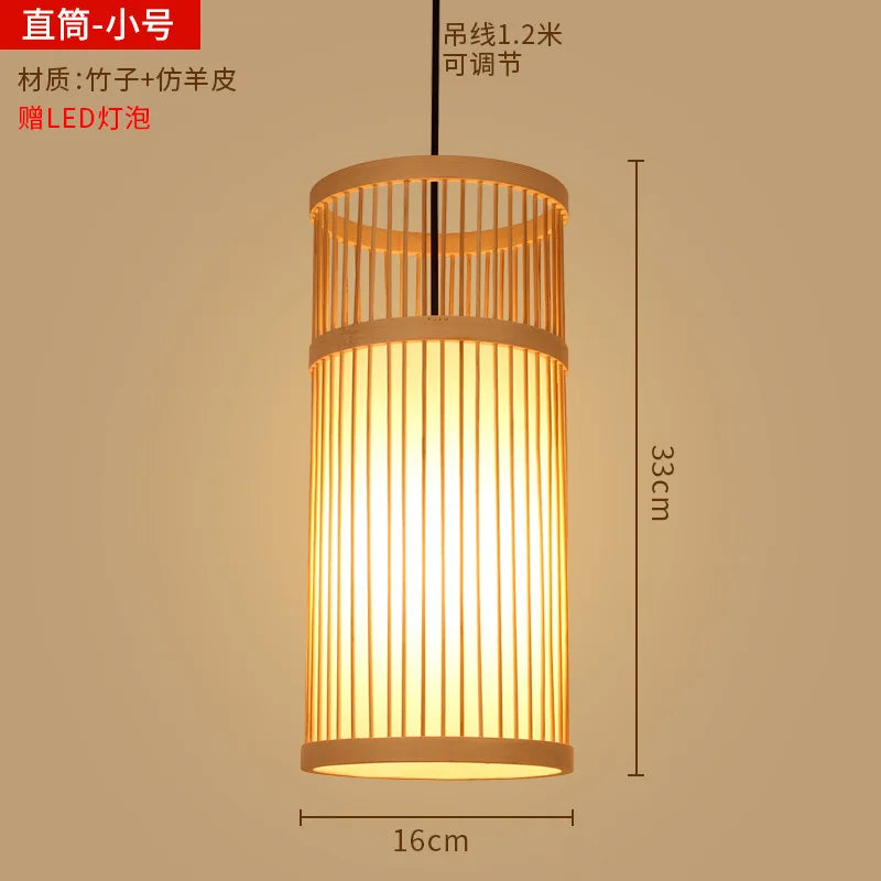 Chinese Style Bamboo Art Chandelier – Creative Zen Pendant Light for Teahouse, Restaurant & Japanese-Style Décor