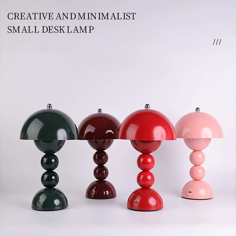 LED Mushroom Table Lamp – Rechargeable Touch-Control Flower Bud Desk Light for Bedroom Night and Room Decoration