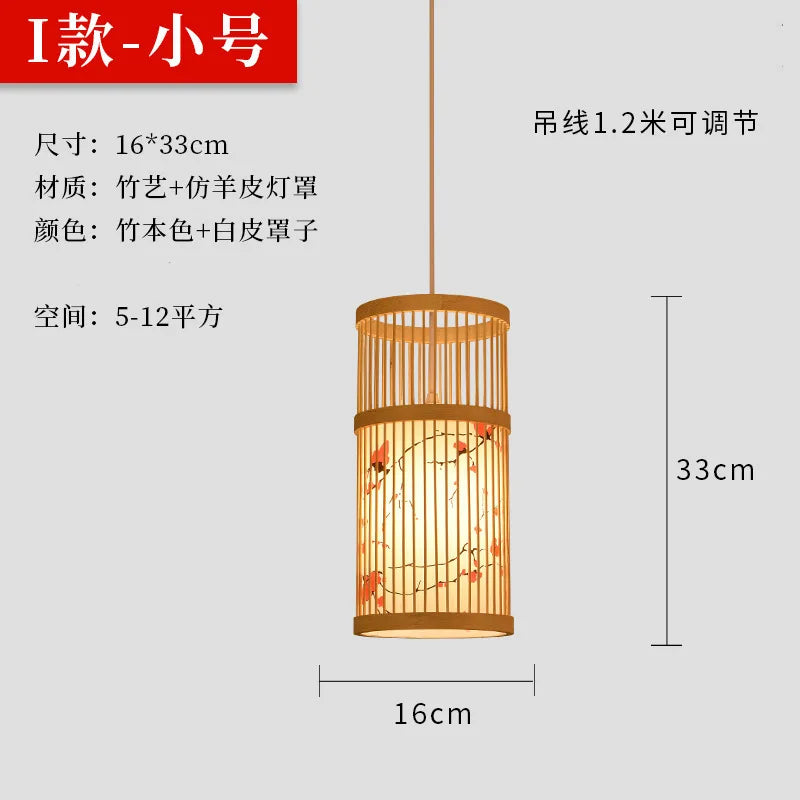 Chinese Style Bamboo Art Chandelier – Creative Zen Pendant Light for Teahouse, Restaurant & Japanese-Style Décor