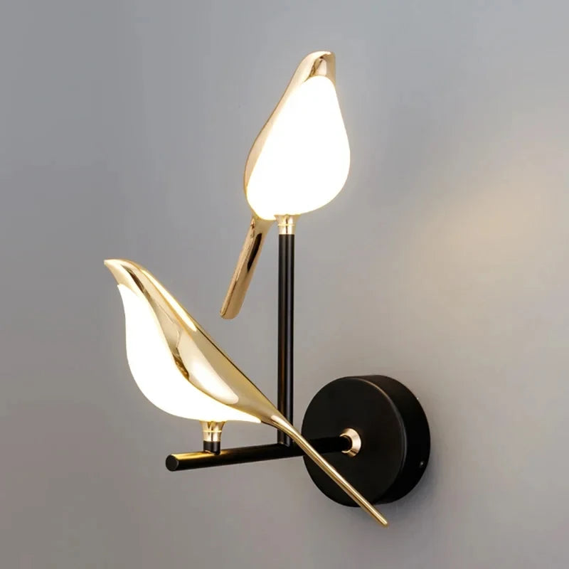 Nordic Golden Bird LED Wall Light – Creative Metal Art Sconce for Bedrooms, Living Rooms, Bars, and Modern Home Décor