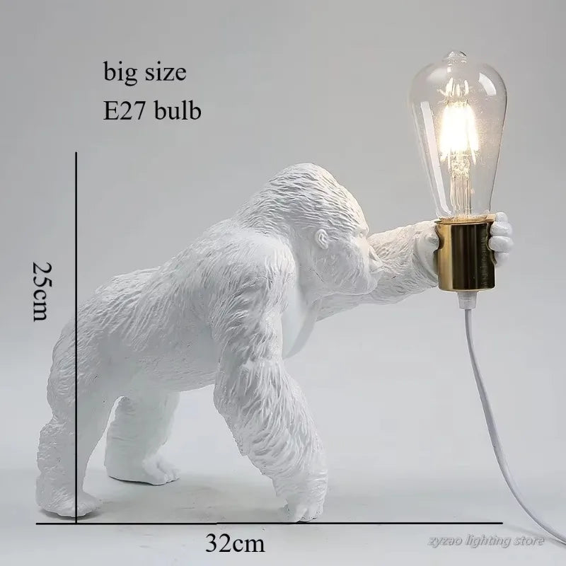 King Kong Gorilla Animal Floor Lamp – Creative Resin Table Light for Bedroom and Home Décor