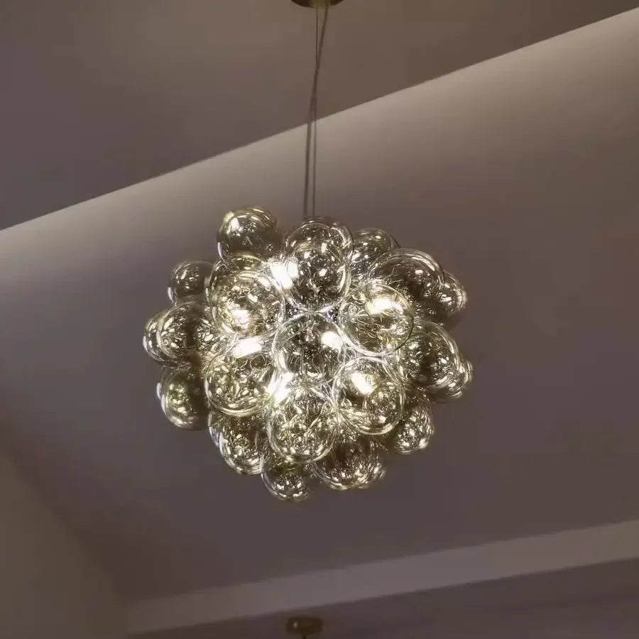 Nordic Balloon Bubble Glass Chandelier – Creative Smoke &amp; Clear Bubble Pendant Light for Kids’ Bedroom, Living Room & Restaurants