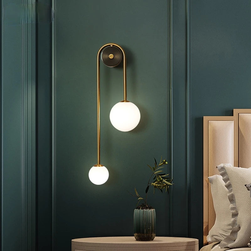 Modern Glass Ball LED Wall Lamp – Nordic Gold and Black Sconce for Bedroom and Living Room Interior Lighting