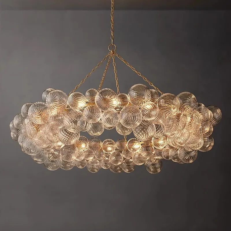 2025 Trendy Glass Bubble Art LED Chandelier – Modern Gold/Chrome Ceiling Light for Living Room Décor