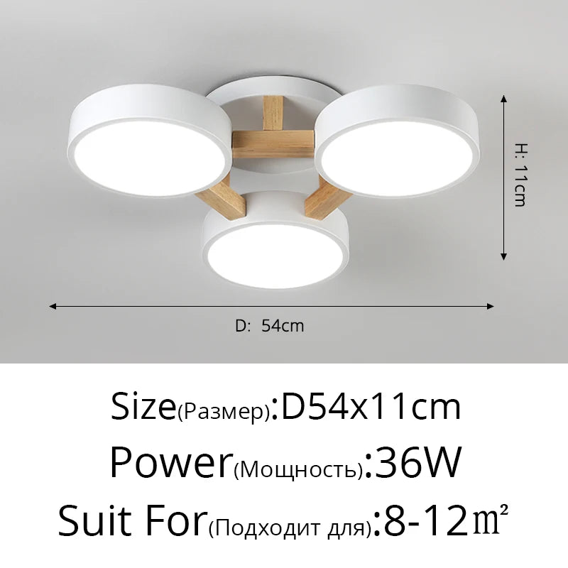 Nordic Style Personalized Macaron LED Chandelier – Modern Minimalist Wood & Aluminum Ceiling Light for Bedroom and Living Room