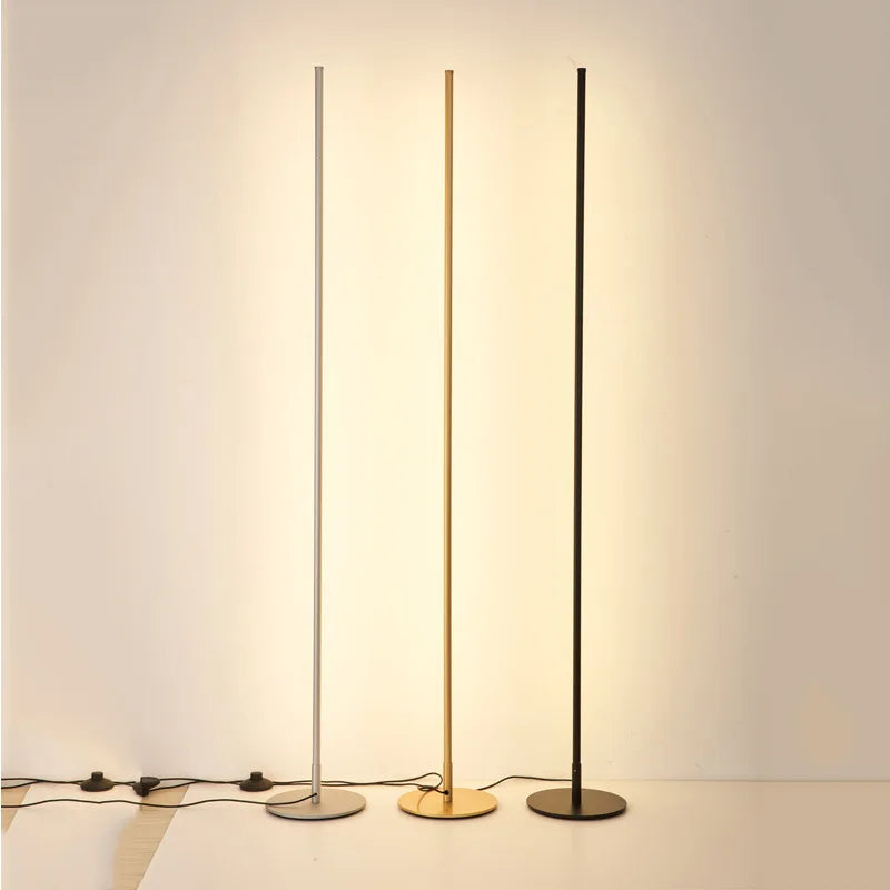 Simple Slim Floor Lamp – Minimalist LED Strip Lighting for Bedroom and Living Room Art Décor
