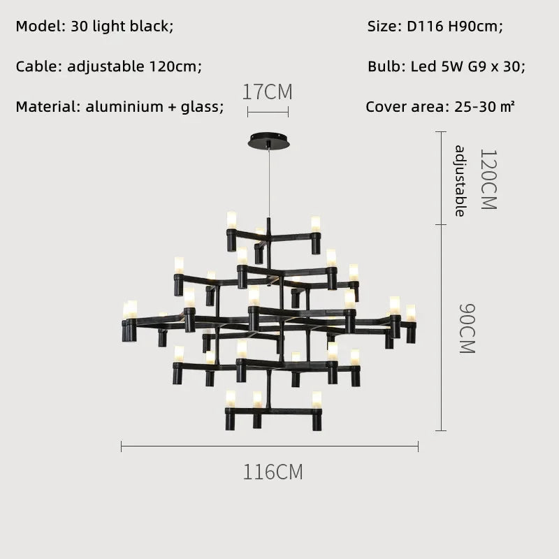 Modern Luxury Metal & Frosted Glass Geometric Ceiling Light – Adjustable Multi-Light Chandelier for Living Room, Dining Room & Hotels