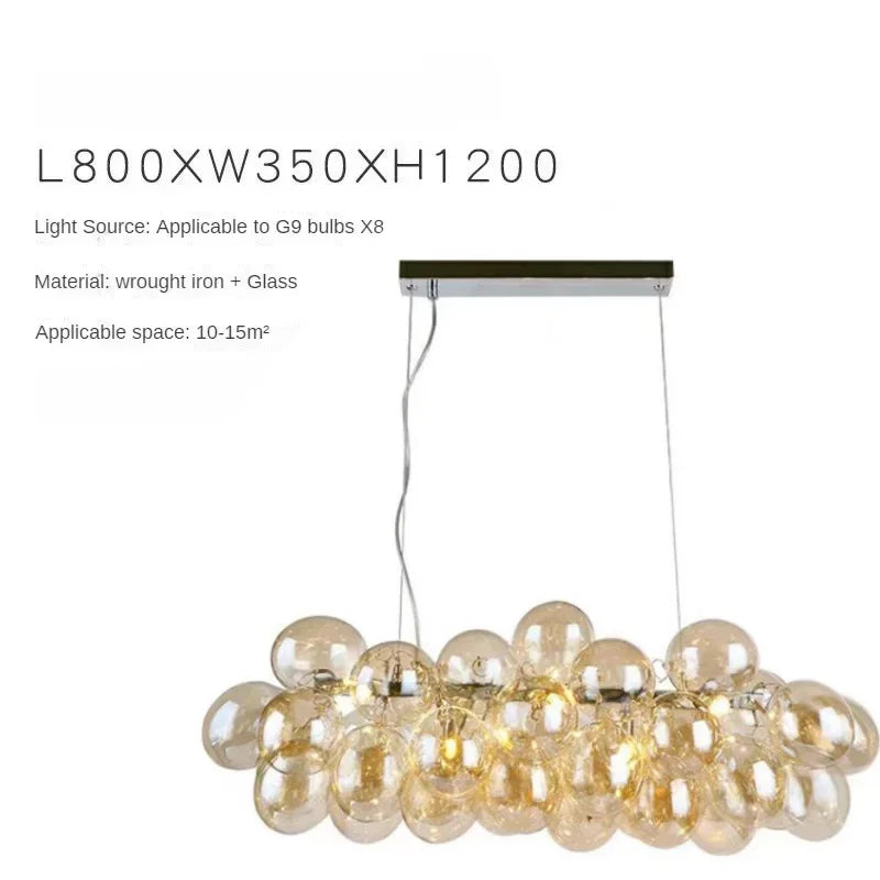 Nordic Balloon Bubble Glass Chandelier – Creative Smoke &amp; Clear Bubble Pendant Light for Kids’ Bedroom, Living Room & Restaurants